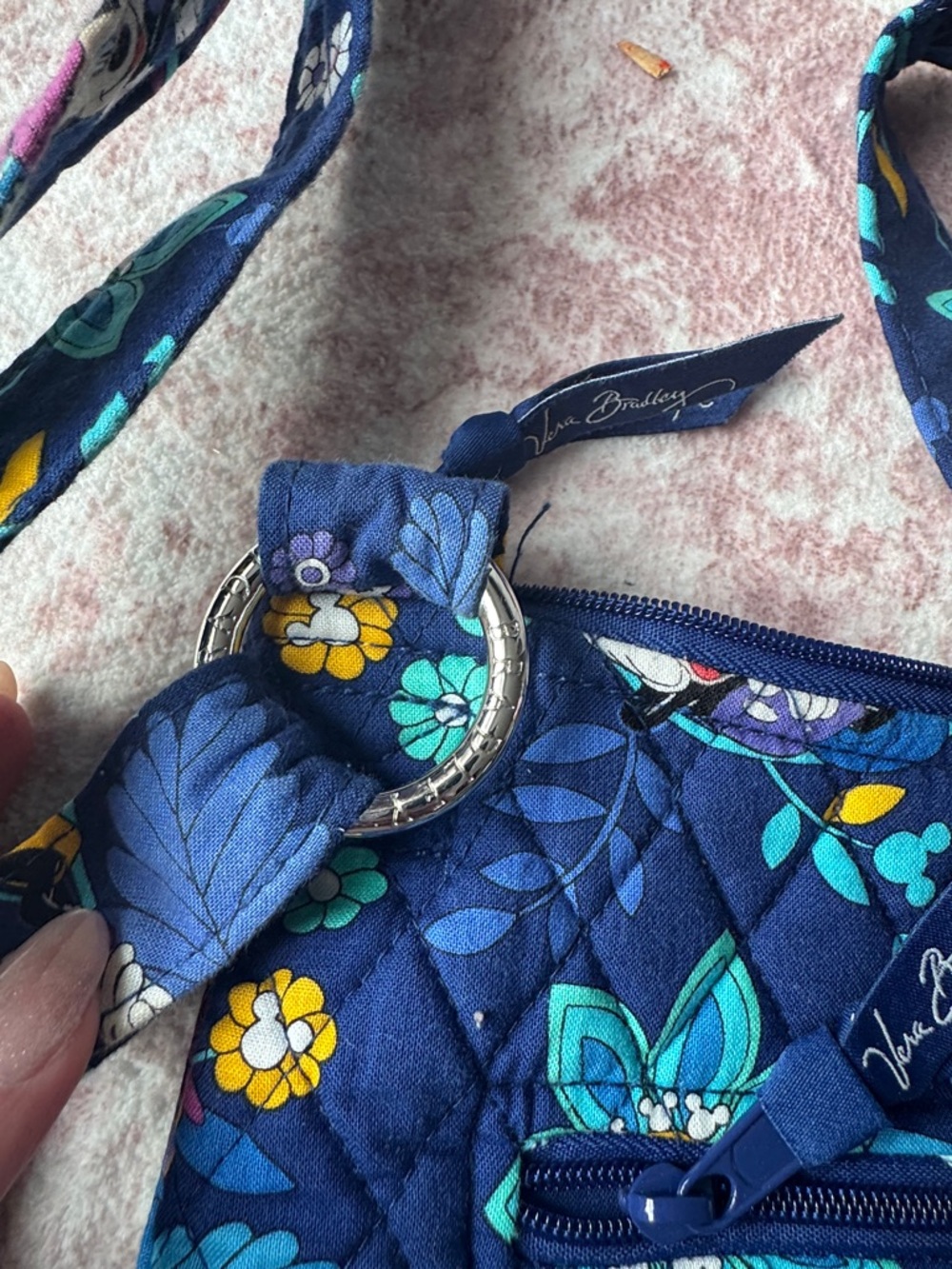 Vera Bradley Disney Navy Blue Floral Quilted Crossbody Mickey Minnie bag - Picture 4 of 5